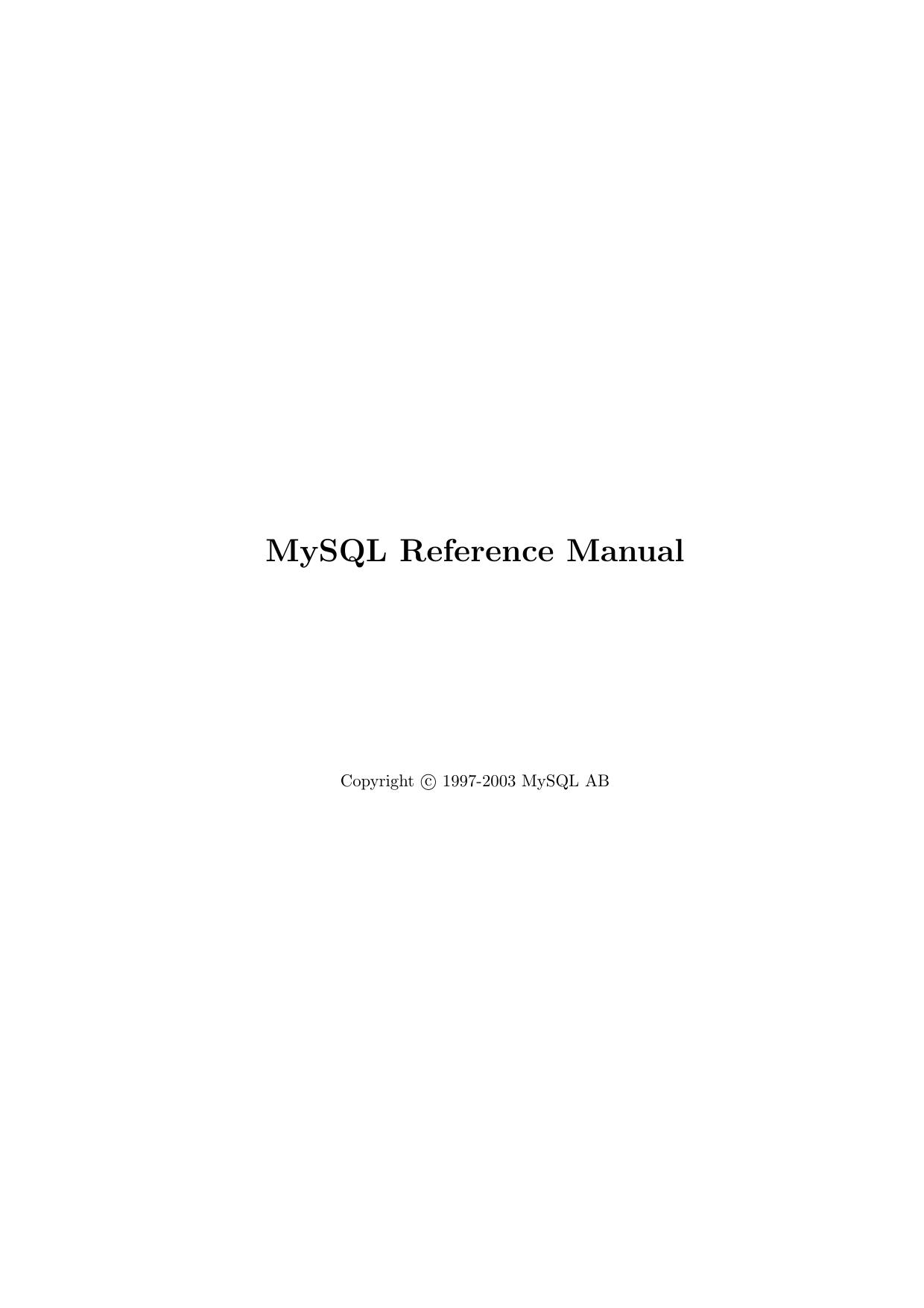 MYSQLREFERENCE