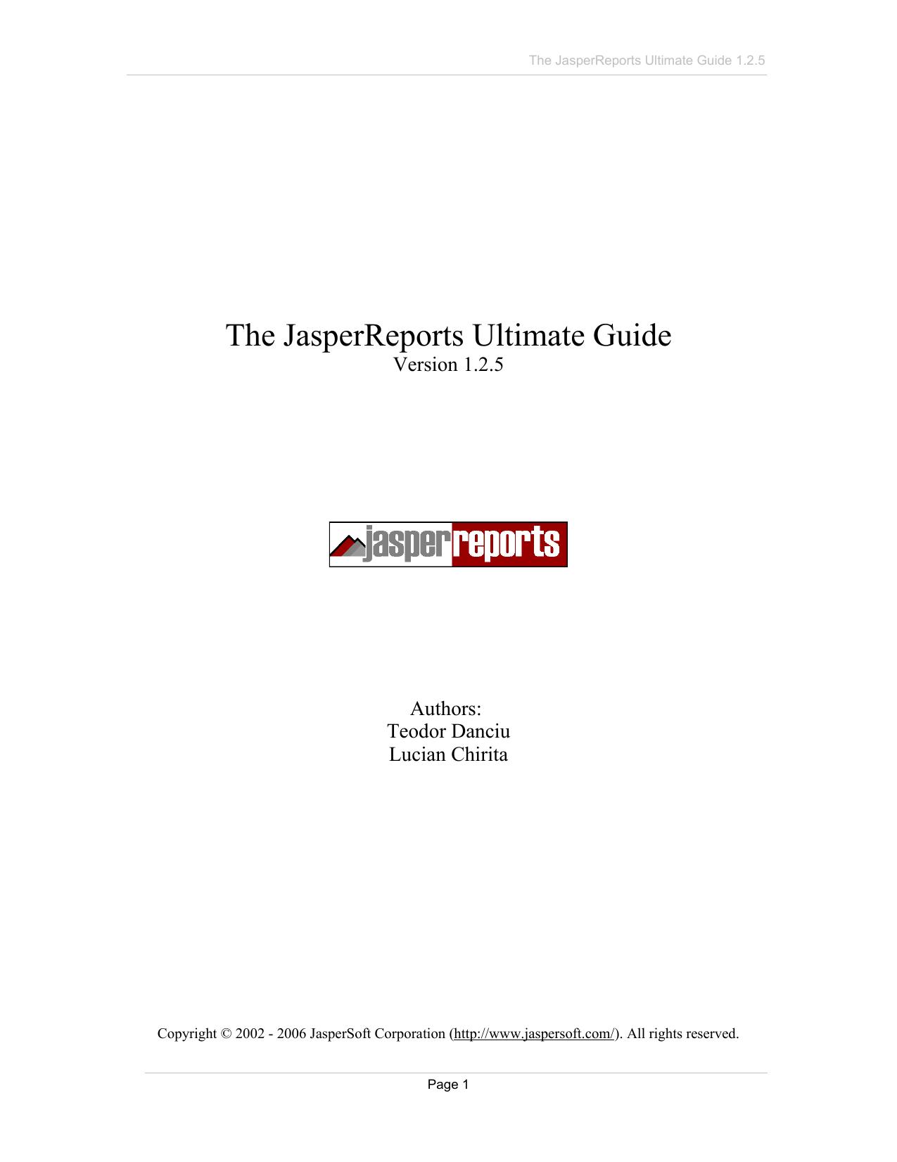 The JasperReports Ultimate Guide 1.2.5