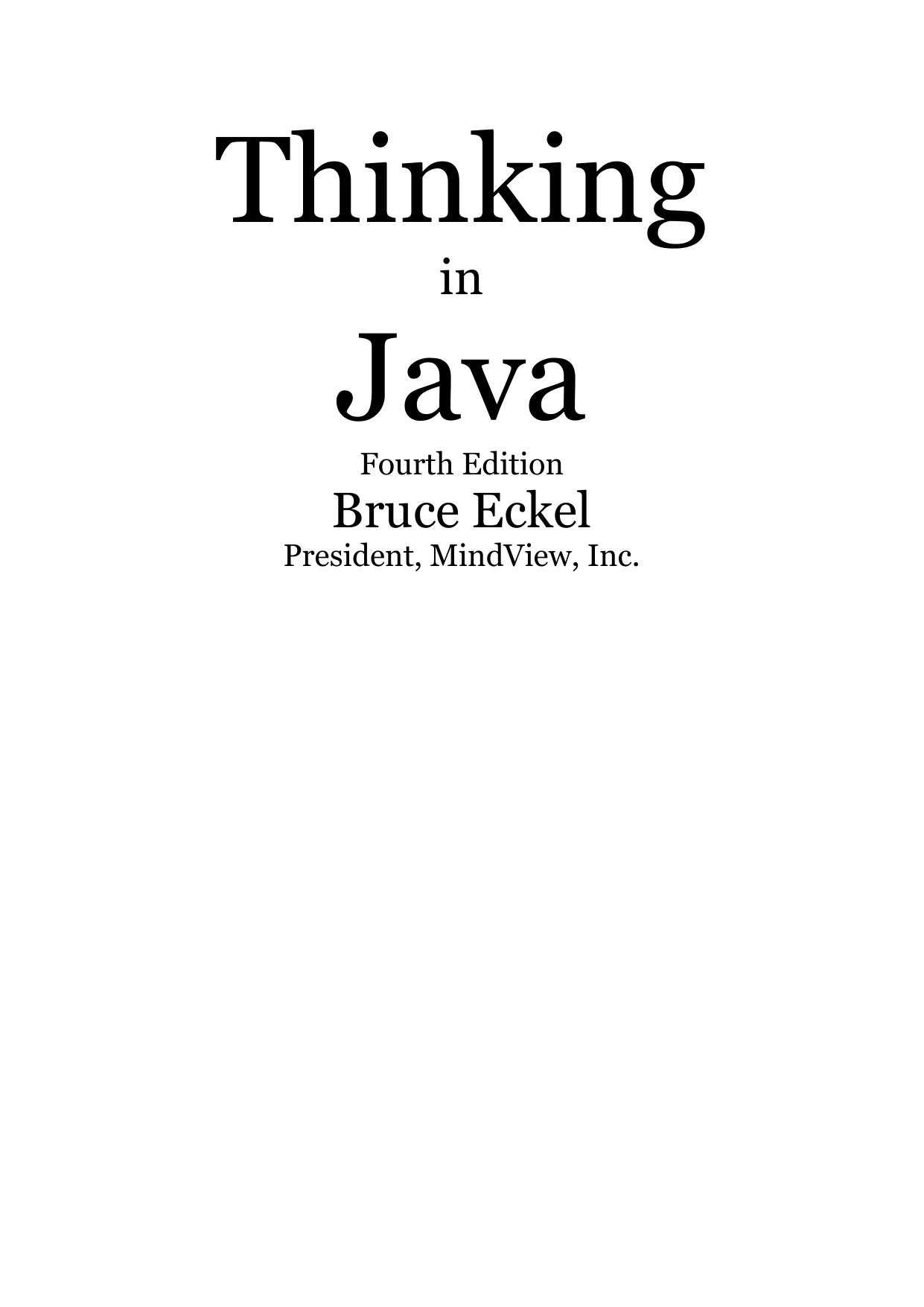 Thinking In Java 4th Edition