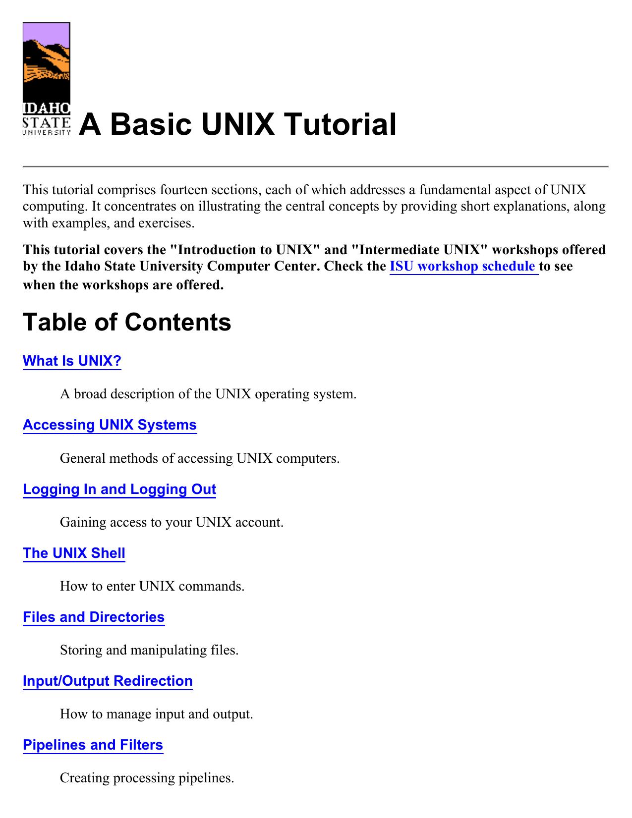 A Basic UNIX Tutorial